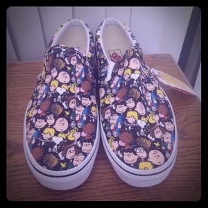 Vans Peanuts Slip Ons Black Mens 10.5 Women's 12